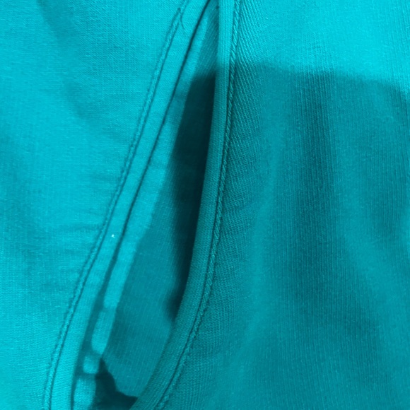 Vintage 90s Eddie Bauer Turquoise Cotton Blend Snap Button Neck Sweatshirt Large - Picture 5 of 7
